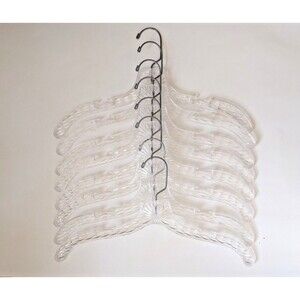 Vintage MCM Clear Plastic Ice Crystal Star‎ Burst Prism Clothes Hangers Set of 8
